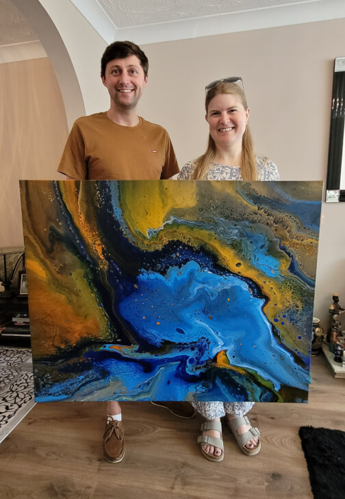 Acrylic Pouring Workshop for Two on Large Canvas
