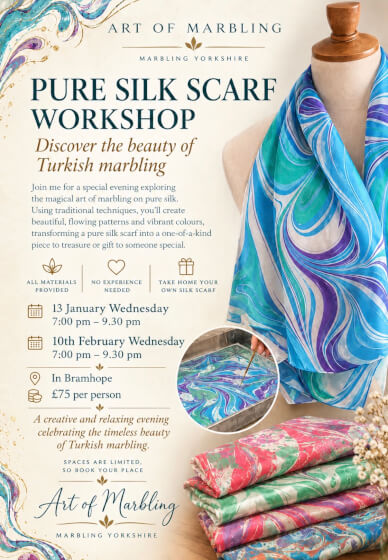 Art of Marbling on Silk Scarf Workshop