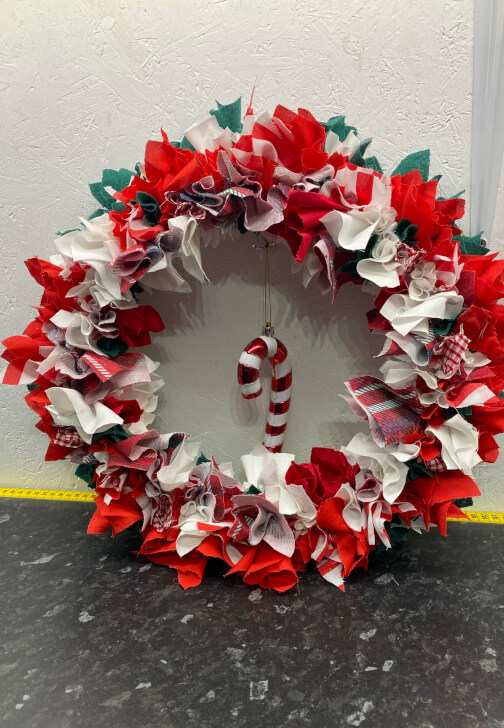 Christmas Candy Cane Rag Wreath Workshop