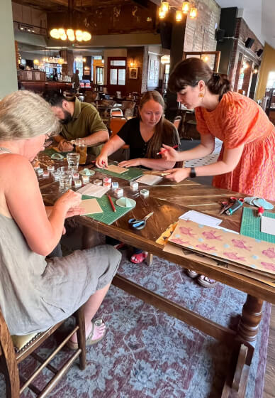 Christmas Linoprint and Watercolour Workshop