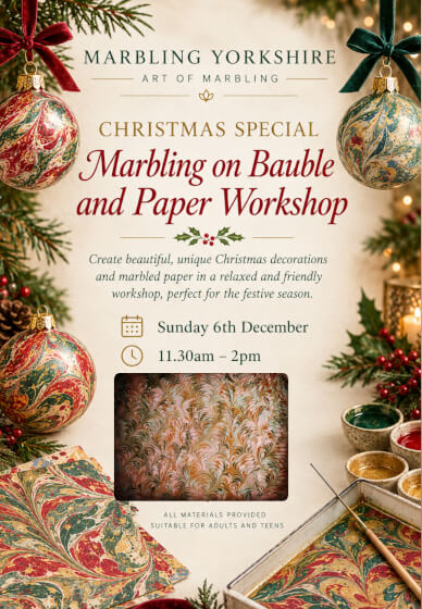 Christmas Special – Marbling on Bauble and Paper Workshop