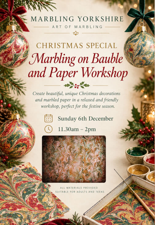 Christmas Special – Marbling on Bauble and Paper Workshop