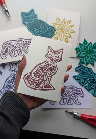 Festive Lino Printing Workshop for Christmas Cards
