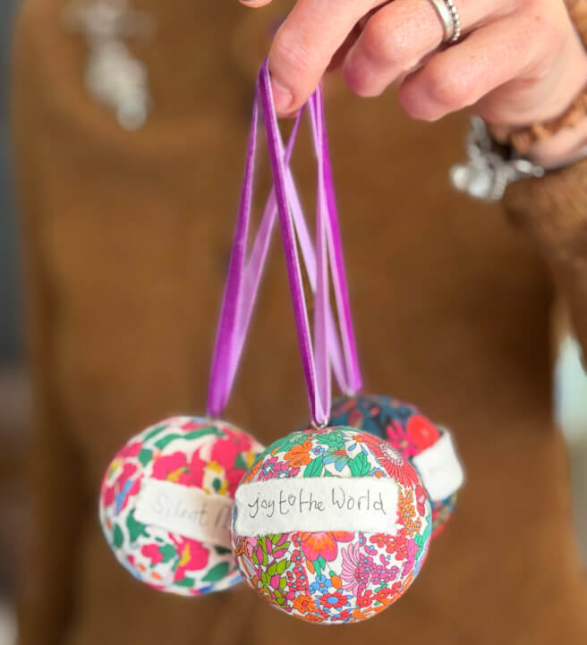 Liberty Fabric Christmas Bauble Decoupage Class