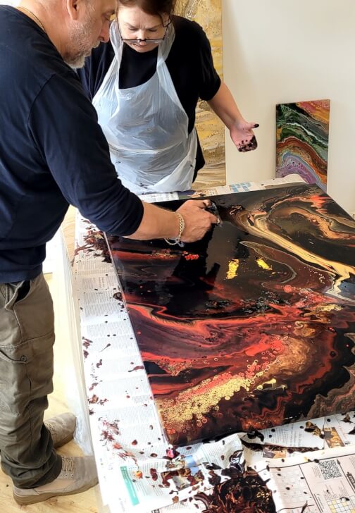 Fluid Art class in Hemel Hempstead with Crafty Team Building
