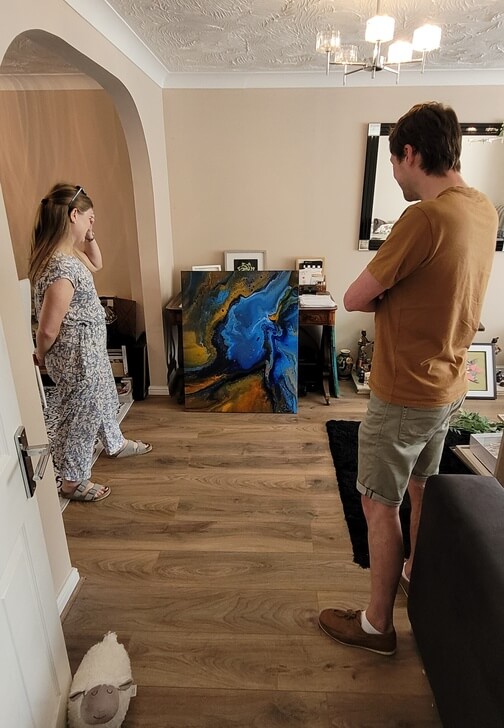 Acrylic Pouring Workshop for Two on Large Canvas