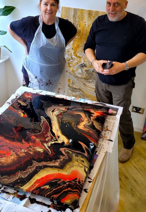Fluid Art class in Hemel Hempstead with Crafty Team Building