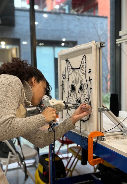 Textiles class in Bow, London