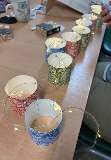 Christmas Liberty Fabric Lanterns Fairylights Workshop