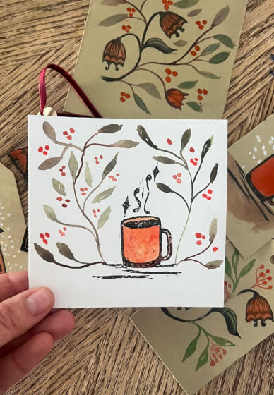 Christmas Linoprint and Watercolour Workshop