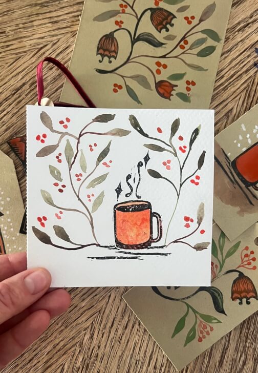 Christmas Linoprint and Watercolour Workshop