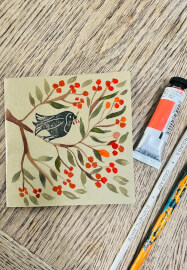 Christmas Linoprint and Watercolour Workshop