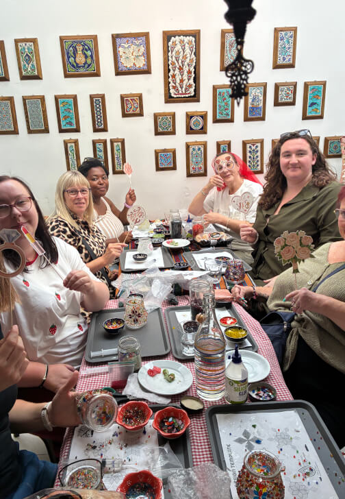 Glass and Mosaic class in Bristol with Sheri's ottoman emporium