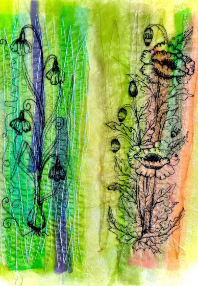 Free-Motion Floral Fragments Workshop Organza and Soluble Film