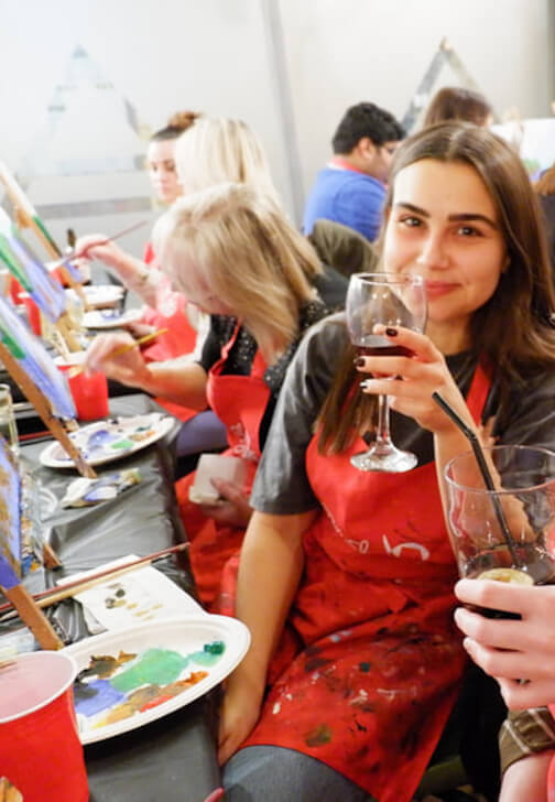 Painting class in Birmingham with Brush Party