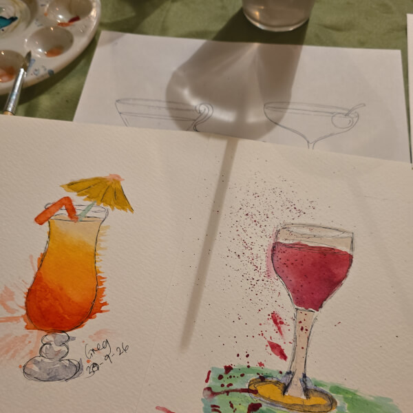 Watercolour and Wine Workshop review by Greg Turner-Smart - Derby
